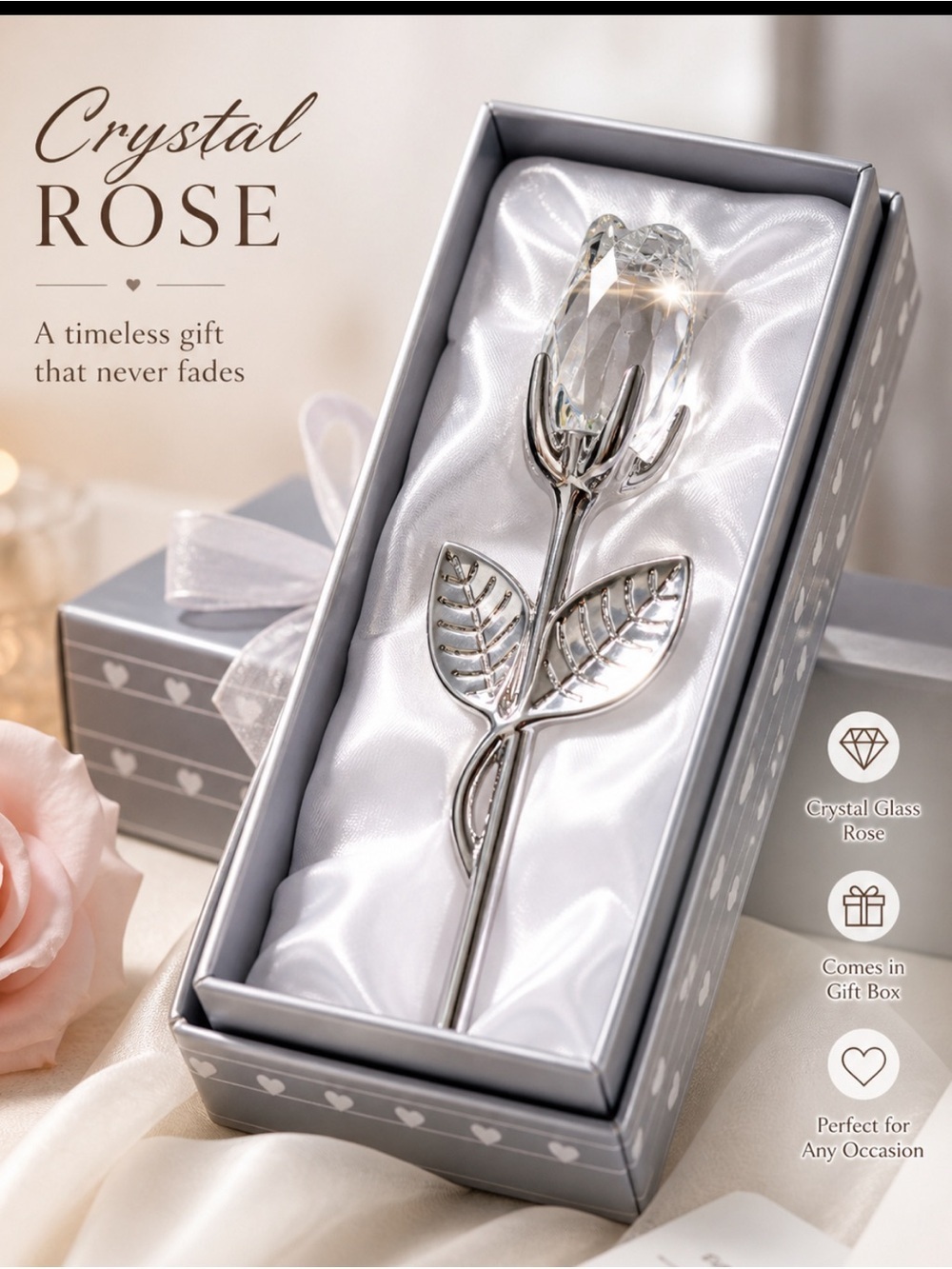 Silver Crystal Tulip Stem Accent